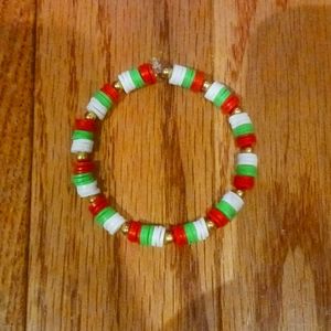 Christmas themed clay bead bracelet